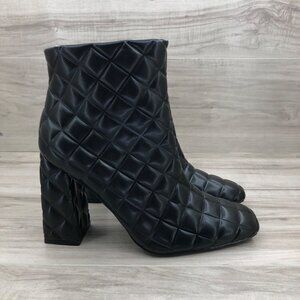 Cape Robbin Ankle Boots Womens 9 Black Quilted Zip Booties